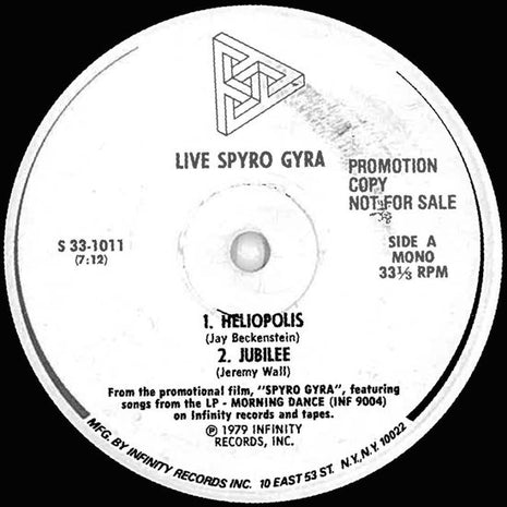 Spyro Gyra : Live Spyro Gyra (7", Mono, Promo)
