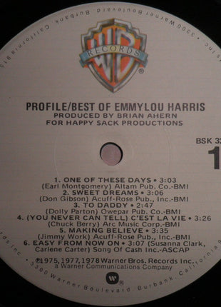 Emmylou Harris : Profile / Best Of Emmylou Harris (LP, Comp, RE, Jac)