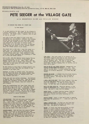 Pete Seeger With Memphis Slim And Wee Willie Dixon* : Pete Seeger At The Village Gate (LP, Album, RP)