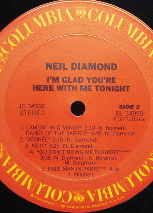 Neil Diamond : I'm Glad You're Here With Me Tonight (LP, Album, Pit)