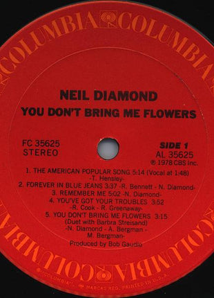 Neil Diamond : You Don't Bring Me Flowers (LP, Album, San)