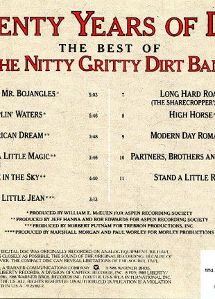 Nitty Gritty Dirt Band : Twenty Years Of Dirt (The Best Of The Nitty Gritty Dirt Band) (CD, Comp, Club, RE)