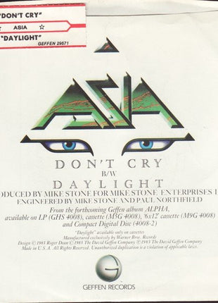 Asia (2) : Don't Cry (7", Single)