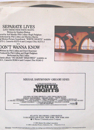 Phil Collins And Marilyn Martin : Separate Lives (Love Theme From White Nights) (7", All)