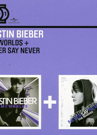 the album cover for Bieber, Justin - My Worlds + Never Say Never