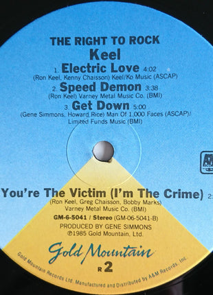 Keel : The Right To Rock (LP, Album, Tra)
