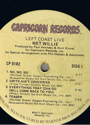 Wet Willie : Left Coast Live (LP, Album)