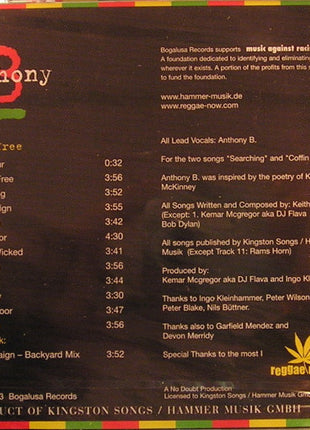 Anthony B : Smoke Free (CD, Album)