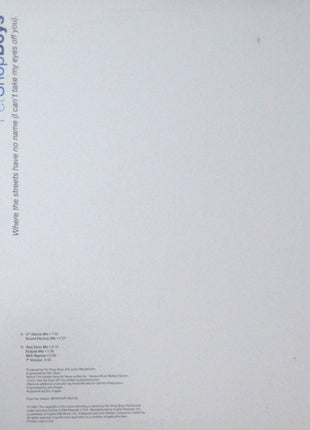 Pet Shop Boys : Where The Streets Have No Name (I Can't Take My Eyes Off You) (12", Single)