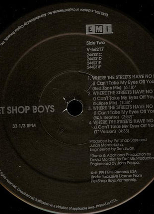 Pet Shop Boys : Where The Streets Have No Name (I Can't Take My Eyes Off You) (12", Single)