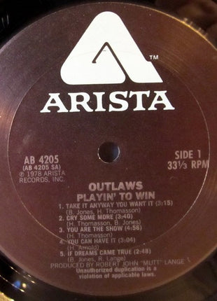 Outlaws : Playin' To Win (LP, Album, Ter)
