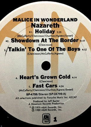 Nazareth (2) : Malice In Wonderland (LP, Album, Pit)