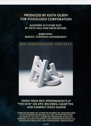 REO Speedwagon : Here With Me (7", Single, Styrene, Car)
