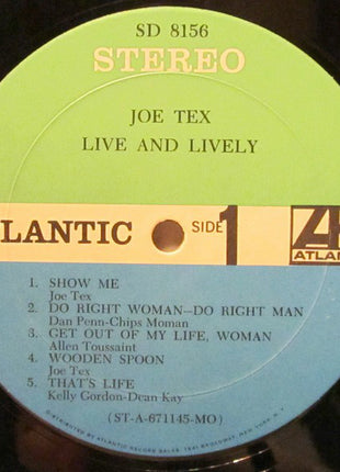 Joe Tex : Live And Lively (LP, Album, Mon)