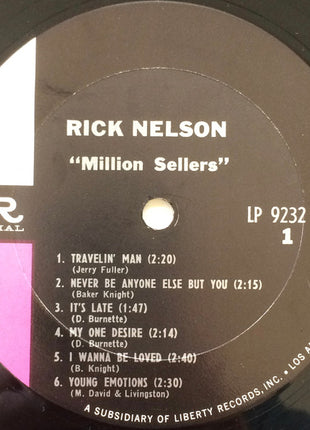 Ricky Nelson (2) : Million Sellers (LP, Comp, Mono, RP, Pit)