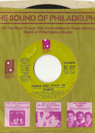 The O'Jays : For The Love Of Money / People Keep Tellin' Me (7", Single, Styrene)