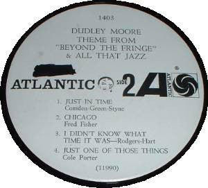 Dudley Moore : Plays The Theme From Beyond The Fringe & All That Jazz (LP, Album, Promo)