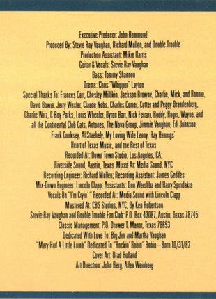 Stevie Ray Vaughan And Double Trouble* : Texas Flood (CD, Album, RE, Pit)