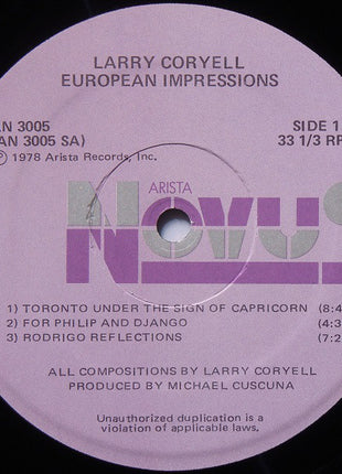 Larry Coryell : European Impressions (LP, Album)