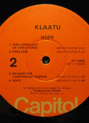 Klaatu : Hope (LP, Album, Win)