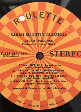Sarah Vaughan : Sarah Slightly Classical (LP, Album)