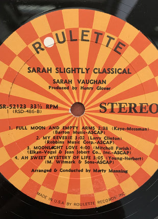Sarah Vaughan : Sarah Slightly Classical (LP, Album)