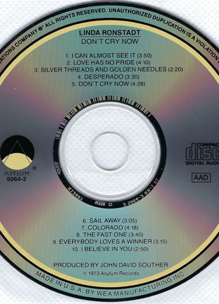 Linda Ronstadt : Don't Cry Now (CD, Album, RE)