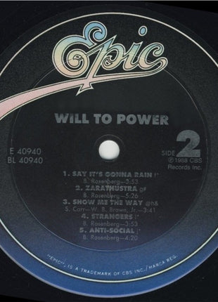 Will To Power : Will To Power (LP, Album, Car)