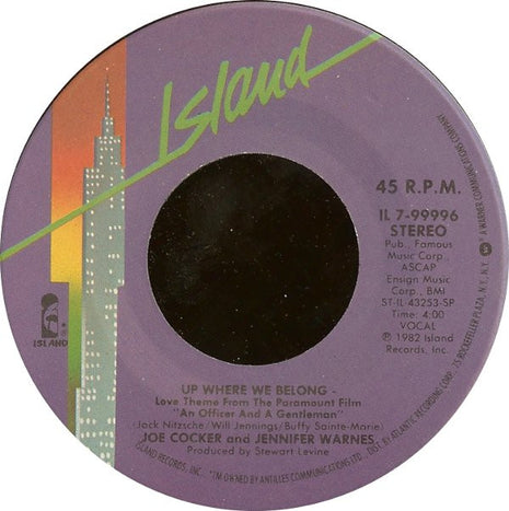 Joe Cocker And Jennifer Warnes : Up Where We Belong / Sweet Li'l Woman (7", Single, Spe)