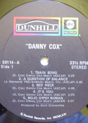 Danny Cox : Danny Cox (LP, Album, Gat)