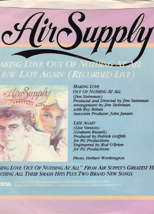 Air Supply : Making Love Out Of Nothing At All (7", Styrene, Ind)