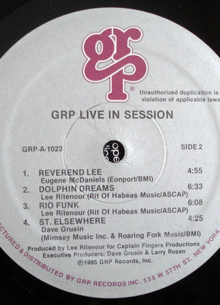 Dave Grusin, Lee Ritenour, Diane Schuur, Dave Valentin : GRP Live In Session (LP, Album, RE)