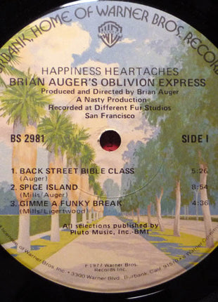 Brian Auger's Oblivion Express : Happiness Heartaches (LP, Album, Jac)