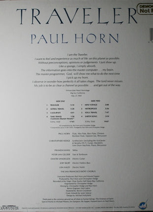 Paul Horn With Christopher Hedge : Traveler (LP, Album)