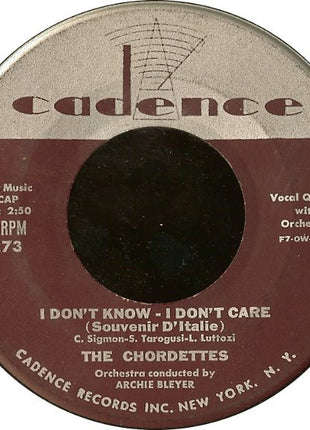 The Chordettes : The Wedding / I Don't Know - I Don't Care (Souvenir D'Italie) (7")