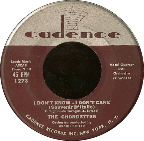 The Chordettes : The Wedding / I Don't Know - I Don't Care (Souvenir D'Italie) (7")
