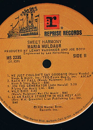 Maria Muldaur : Sweet Harmony (LP, Album, Ter)