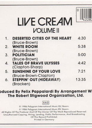 Cream (2) : Live Cream Volume II (CD, Album, RE)