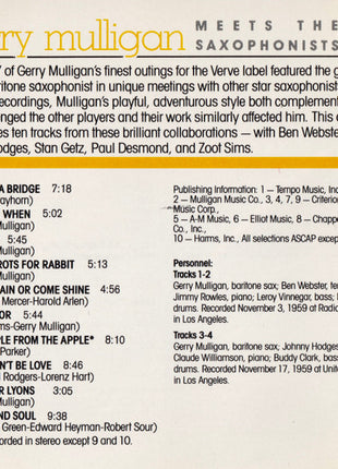 Gerry Mulligan : Gerry Mulligan Meets The Saxophonists (CD, Comp)