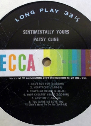 Patsy Cline : Sentimentally Yours (LP, Album, Mono, RP, Glo)