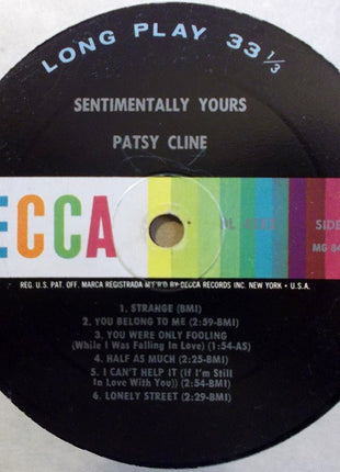 Patsy Cline : Sentimentally Yours (LP, Album, Mono, RP, Glo)