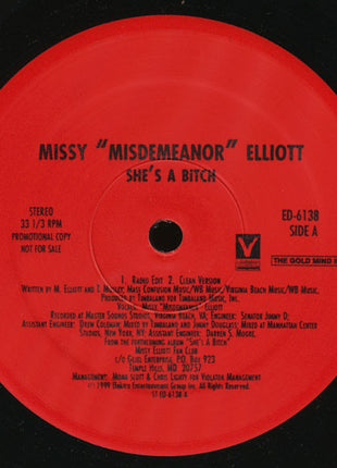 Missy "Misdemeanor" Elliott* : She's A Bitch (12", Promo)