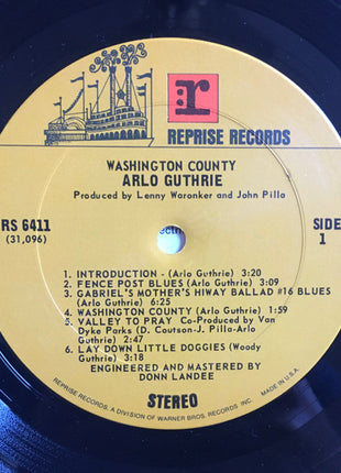 Arlo Guthrie : Washington County (LP, Album, Pit)
