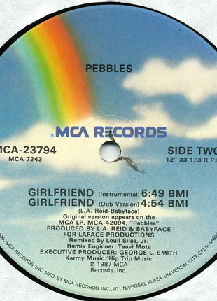 Pebbles : Girlfriend (Extended Version) (12", Single, Glo)