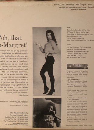 Ann Margret : Bachelors' Paradise (LP, Album, Mono, RE)