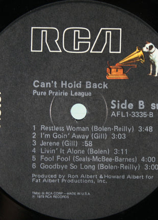 Pure Prairie League : Can't Hold Back (LP, Album)