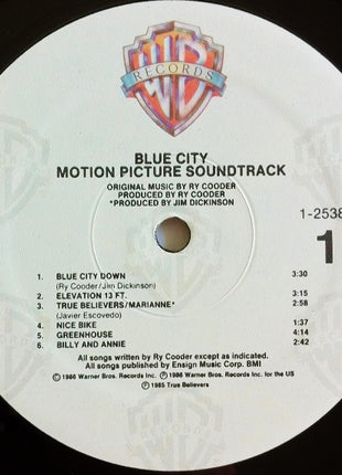 Ry Cooder : Blue City - Motion Picture Soundtrack (LP, Album, Spe)