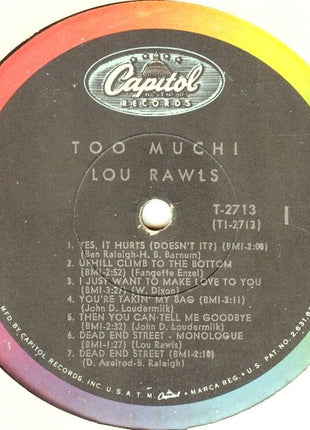 Lou Rawls : Too Much! (LP, Album, Mono, Scr)