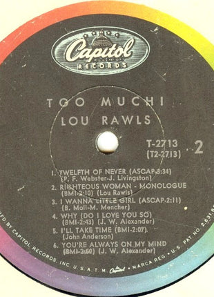 Lou Rawls : Too Much! (LP, Album, Mono, Scr)