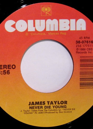 James Taylor (2) : Never Die Young (7", Styrene, Car)